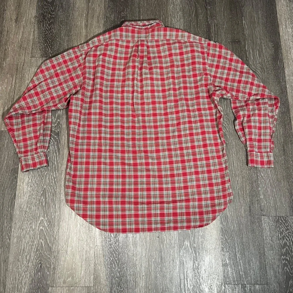 Vintage Ralph Lauren Blake Oxford Button Down Shirt Men's XL Red Check Plaid